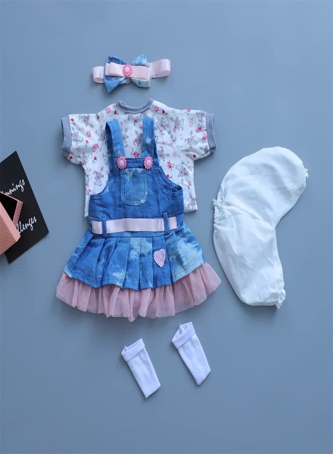 MAIHAO Reborn Baby Doll Clothes for 17-22 Inch Newborn Girl, Outfit Accessories With Denim Skirt 5pcs Set - Image 5